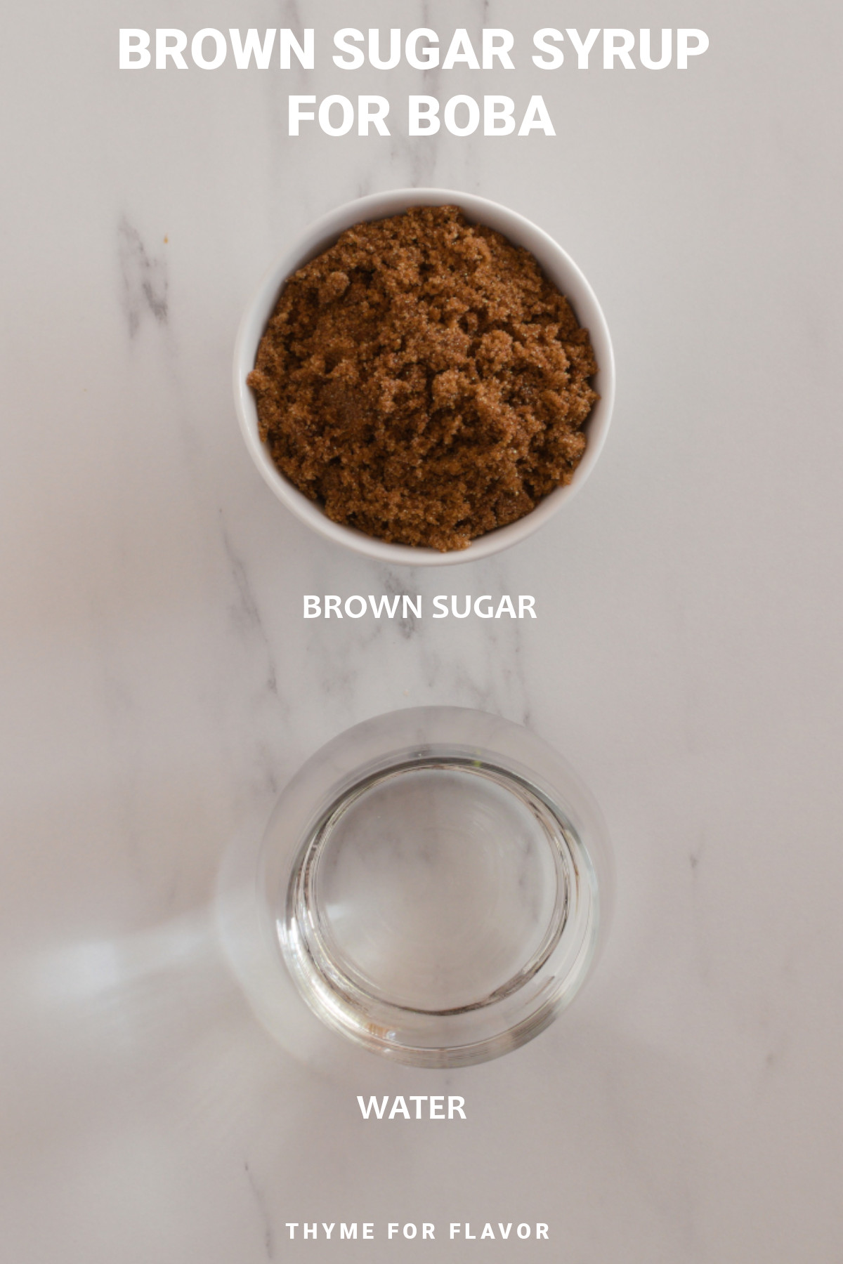 Ingredients for brown sugar syrup for boba.