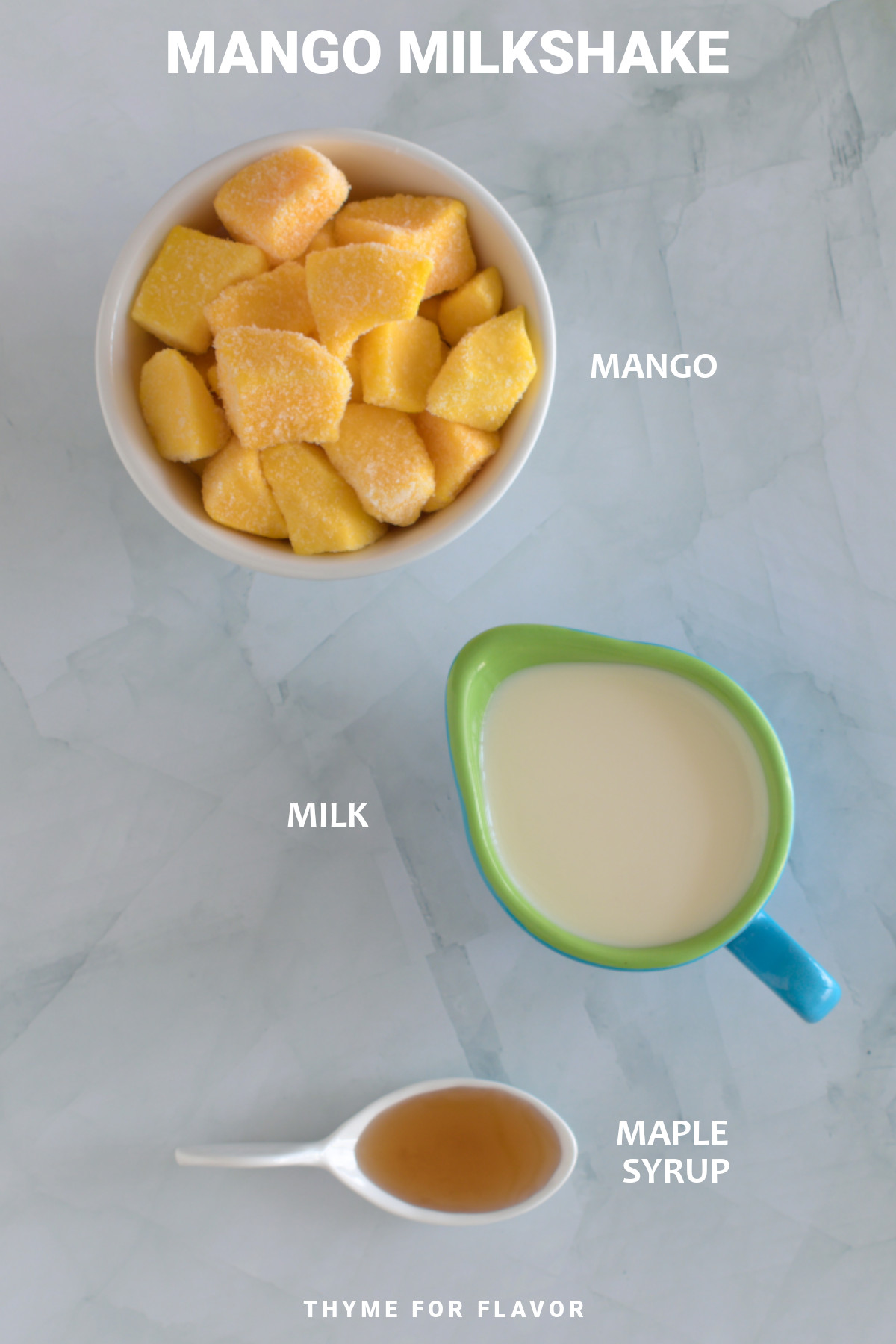 Ingredients for mango milkshake.