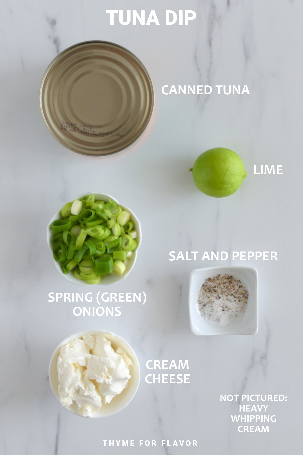 Ingredients for tuna dip.