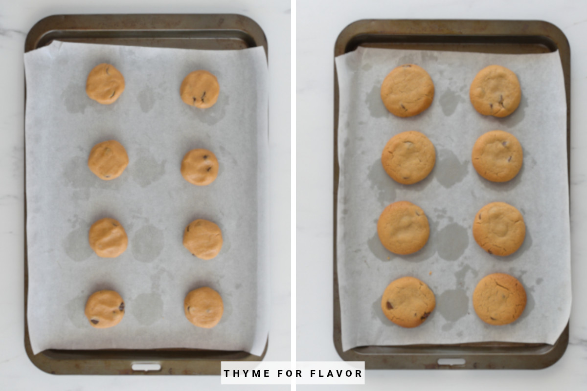 Before and after baked biscoff butter cookies.
