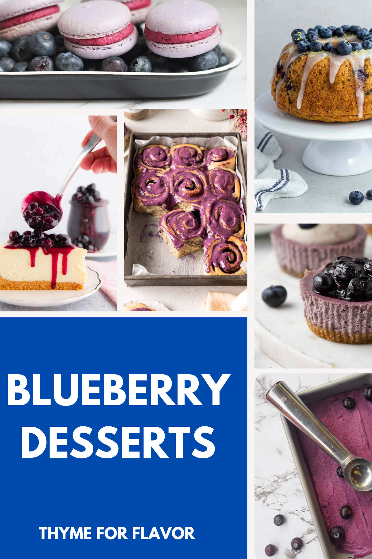 Images of blueberry desserts in a collage.