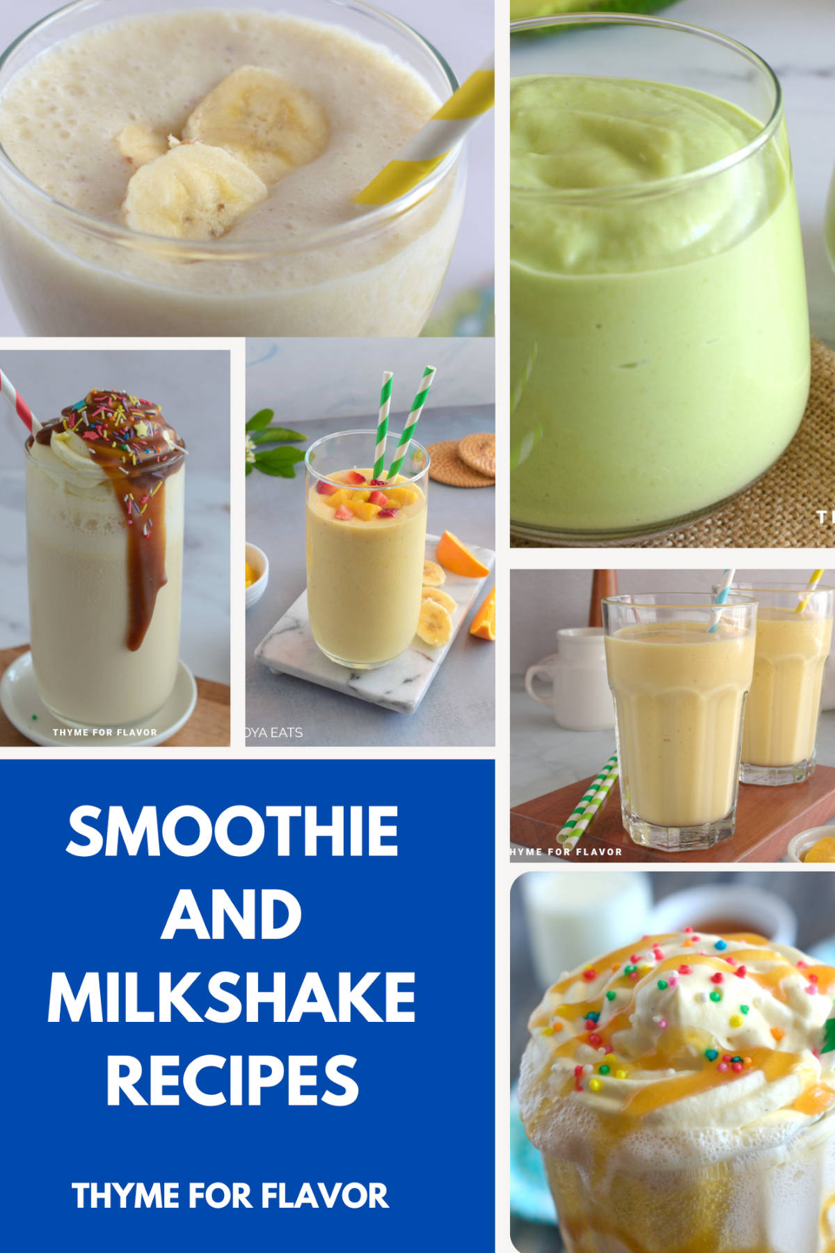 Collection of milkshake and smoothie recipe images.