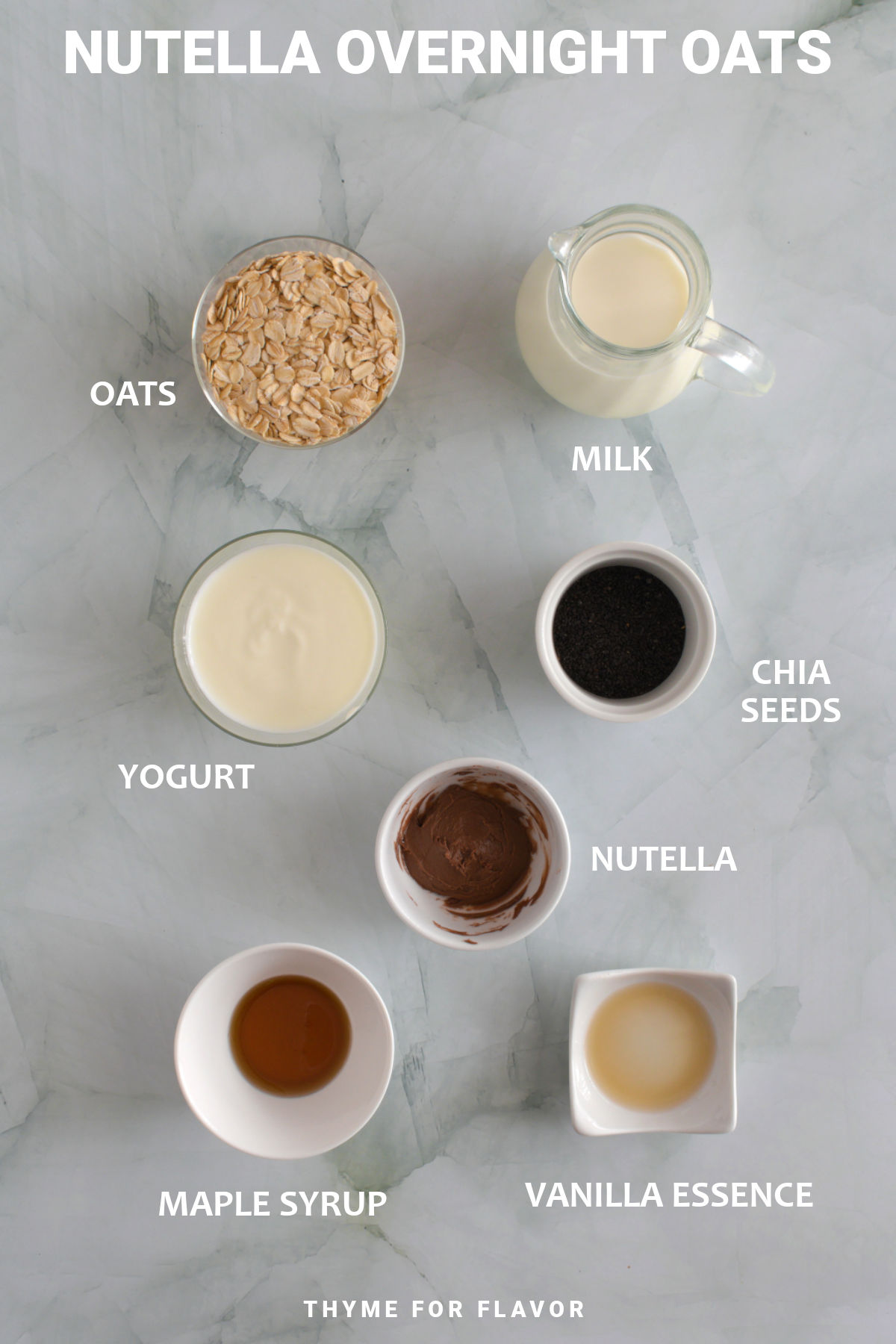 Nutella overnight oats ingredients.