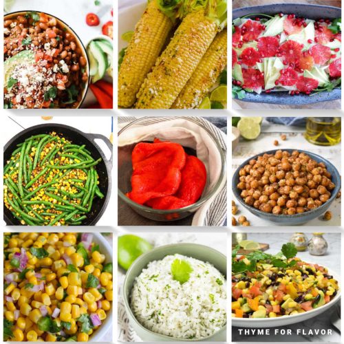 Collage of images of recipes to serve with tamales.