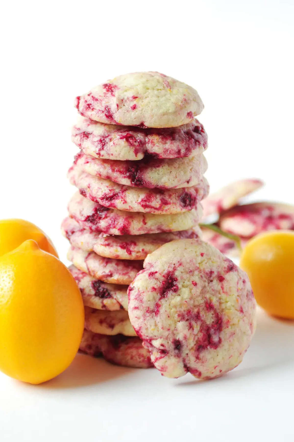 A stack of raspberry cookies.